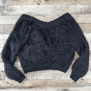 Urban Outfitters Black Furry Long Sleeve Sweater | Size Small